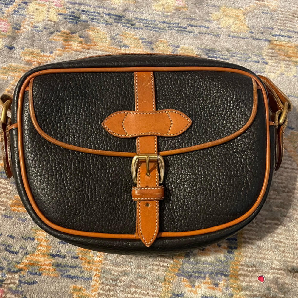 Dooney & Bourke Black and British Tan Overland Leather Bag